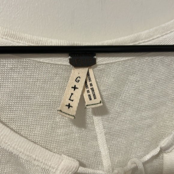 Free People Affogato Hacci Linen Blend Top Size Large Beachy Boho - Picture 3 of 5